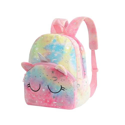 Kreative Tierschule Ergonomische Kleinkind Rucksack Weiche Plüsch Stoff Daypack Casual Book Back Für Girls 3+ Jahre Verstellbarer Riemen Kids Rucksack von TENYELE