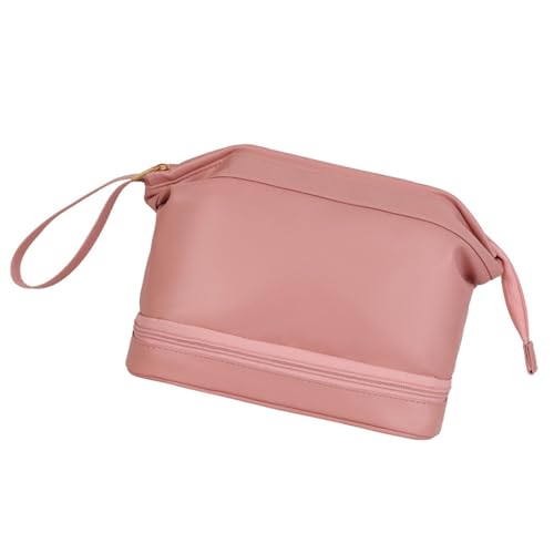 Make Up Beutel Mit Großer Kapazität Waschbeutel Doppelschicht Toilettenreisen Kosmetische PU Leder Aufbewahrung Für Frau PU Leder Kosmetische Make Up Großkapazität Toilnee Für Frauen Mädchen von TENYELE