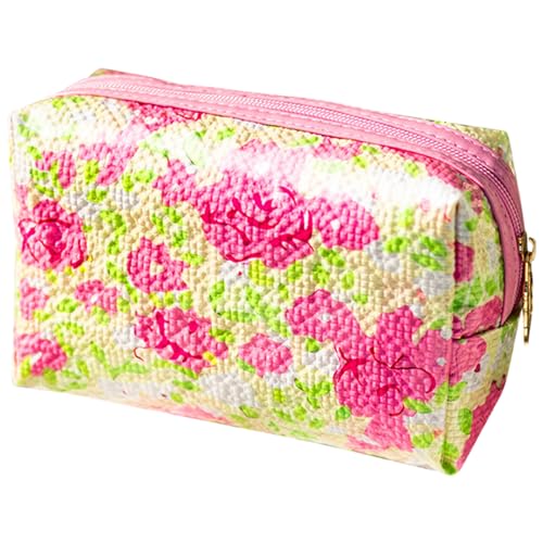 Make-up-Tasche mit großem Fassungsvermögen, Blumendruck, Kosmetiktasche, Reise-Kulturbeutel, Kosmetik-Organizer für Frauen, Studenten, großes Fassungsvermögen, Make-up, Reisen, Kulturbeutel von TENYELE
