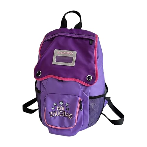 Modische Farbkontrastpaste Stickerei Rucksack Für Schüler Teenager Mädchen Große Kapazität Schultasche Nylon Daypack Mode Kontrastfarbe Rucksack von TENYELE