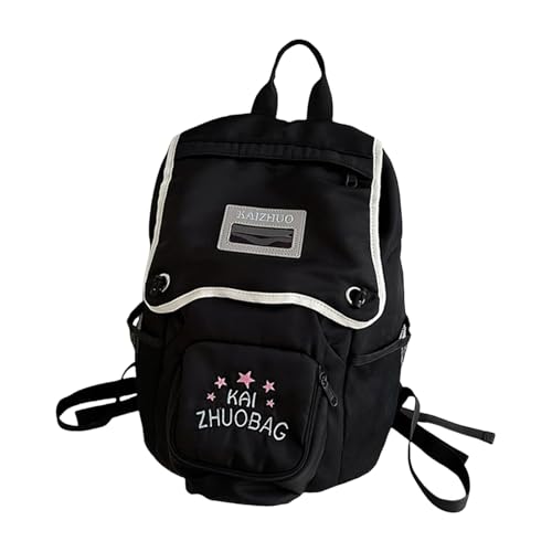 Modische Farbkontrastpaste Stickerei Rucksack Für Schüler Teenager Mädchen Große Kapazität Schultasche Nylon Daypack Mode Kontrastfarbe Rucksack von TENYELE
