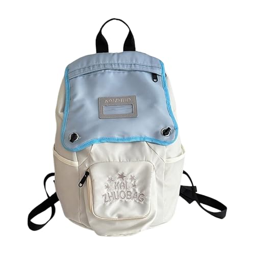 Modische Farbkontrastpaste Stickerei Rucksack Für Schüler Teenager Mädchen Große Kapazität Schultasche Nylon Daypack Mode Kontrastfarbe Rucksack von TENYELE