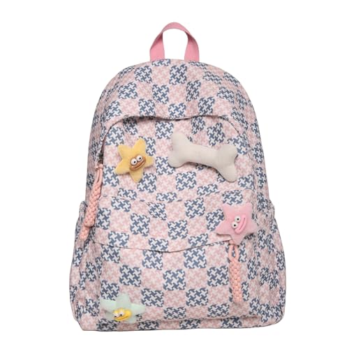 Stylish Teen Girls Kariertes Rucksack Mit Großer Kapazität Trendy Nylon Daypack Mit Einstellbarem Riemen Für Den Täglichen Gebrauch Vielseitiger Reiserucksack von TENYELE