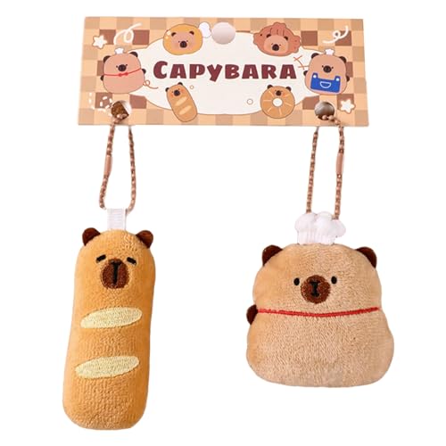 2pcs Stilvolle Plüsch Schlüsselbrot Tierbrot Form Keyring Cartoon Taschen Anhänger Für Rucksäcke Und Handtasche Geldbeutel Tiermotivzubehör Accessoire von TENYELE