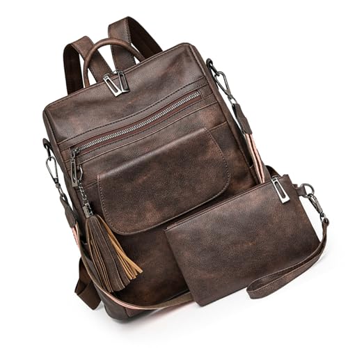 TENYELE Backpack Umhängetasche PU Leather Store Bücher Karten Laptop Regenschirm Verstellbares Gurt Für Schüler Schultasche Reise Kausaltageshäute Große Kapazität von TENYELE