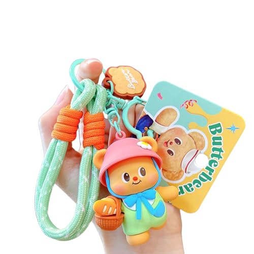 Cartoon Butterbär Keychain Sporty Rucksack Charm Bag Anhänger Leichtes PVC Legierungs Dekore Für Taschen Geschenke Miniaturbär Schlüsselkette Für Geldbörsen von TENYELE