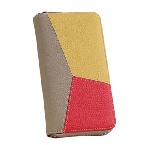 TENYELE Damen blockierende, lange Leder-Kartenetui mit Schlitzen und Reißverschluss, Kartenetui für Business oder Reisen, khaki, As picture shown von TENYELE