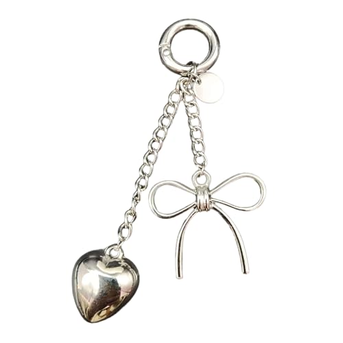 TENYELE Delicate Heart Bowknot Anhänger Keychain Einfache Anspruchsvolle Keyring Taschen Accessoire Für Handtasche Und Telefonkoffer Einzigartiger Stilschlüsselkette von TENYELE