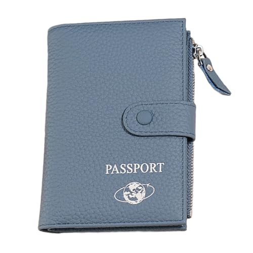 TENYELE Funktionelle Reisepasshülle für Reisen und den täglichen Gebrauch, PU-Leder, Kartenetui, Münzbörse und mehrere Fächer, blau, 10.5x2x14.6cm von TENYELE