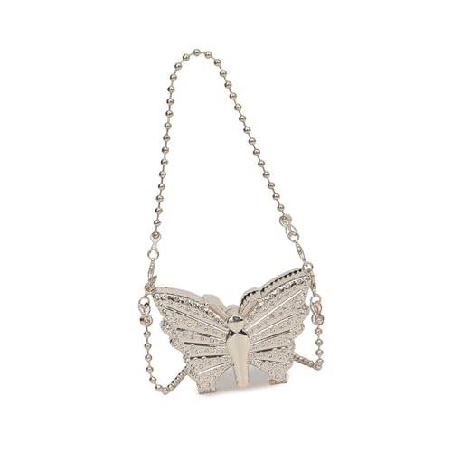 TENYELE Kreativer Acryl-Lippenstift-Halter mit Kettenriemen, Abend-Schultertasche, kleine Umhängetasche, für Mode-Enthusiasten, elegante Handtasche mit Kette, silber, One Size von TENYELE