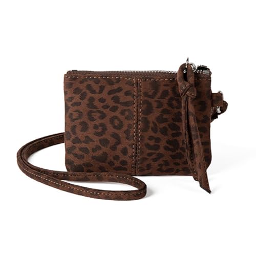 TENYELE Leopardenmuster Halskette Geldbörse Ausweishalter für Damen PU-Leder Geldbörse Geldbörse mit weichem Schlüsselband und kompakten Designs von TENYELE