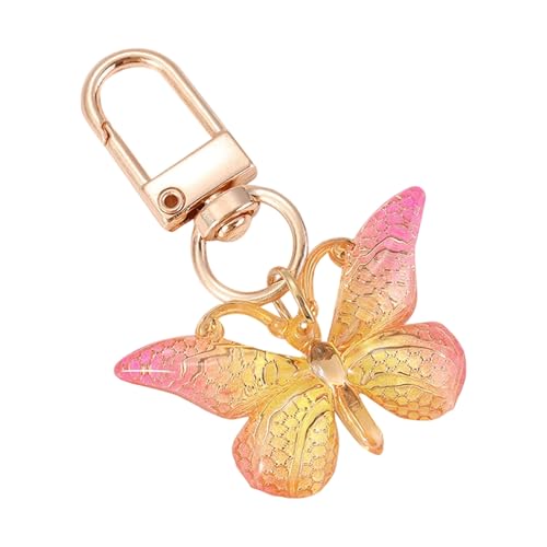 TENYELE Multifunktionaler Beutel Charme Gradient Butterfly Design Acrylschlüsselkäse Stilvolle Tasche Anhänger Mode Rucksack Haken Acryl Reiseschlüsselring von TENYELE