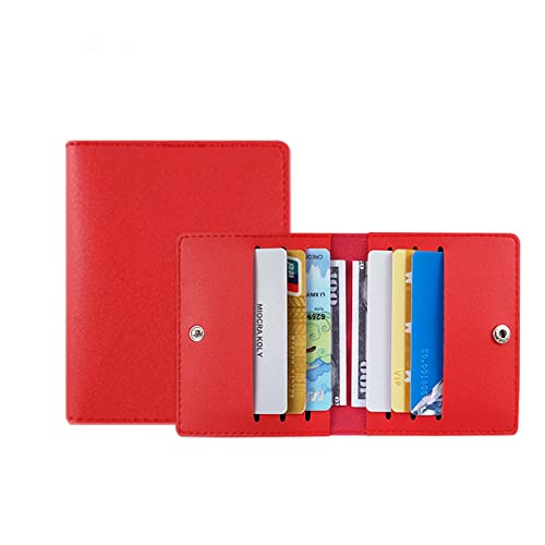 TENYELE Multislot Ultra-Slim Card Case Pocket Wallet Minimalist Fashion Leather ID-Card Holder Card Case Fashion Purse Visitenkartenhalter, rot von TENYELE