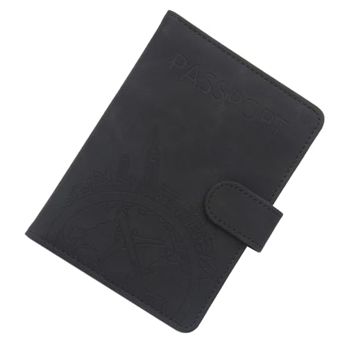 TENYELE Reisepasshülle aus PU-Leder Reisepasshüllen Organizer Reisebrieftasche Etui Organizer Reisepass Halter Hüllen Kartenetui, Schwarz , 14.9x11.5cm von TENYELE