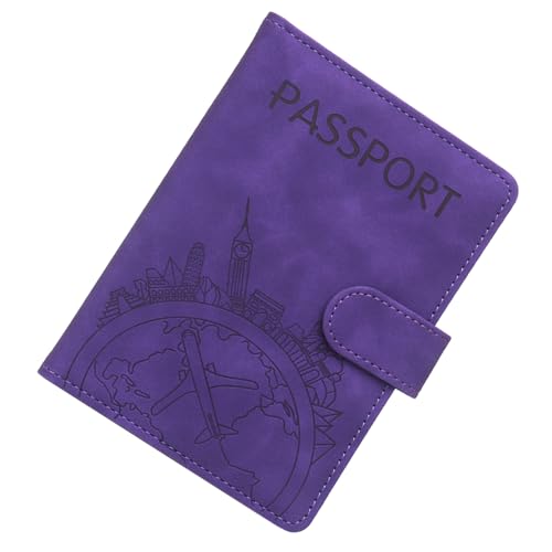 TENYELE Reisepasshülle aus PU-Leder Reisepasshüllen Organizer Reisebrieftasche Etui Organizer Reisepass Halter Hüllen Kartenetui, violett, 14.9x11.5cm von TENYELE