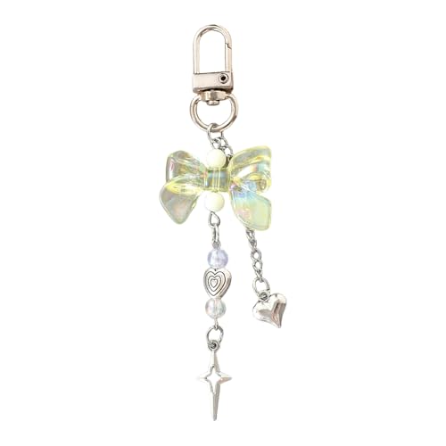 TENYELE Schöne Star Herz Bögen Schlüsselbund Ästhetisches Zubehör Autoschlüsselringe Geldbeutel Handtasche Rucksacktasche Charme Für Frauen Niedliche Stern Herzbögen von TENYELE