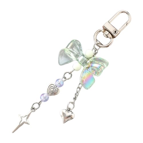 TENYELE Schöne Star Herz Bögen Schlüsselbund Ästhetisches Zubehör Autoschlüsselringe Geldbeutel Handtasche Rucksacktasche Charme Für Frauen Niedliche Stern Herzbögen von TENYELE