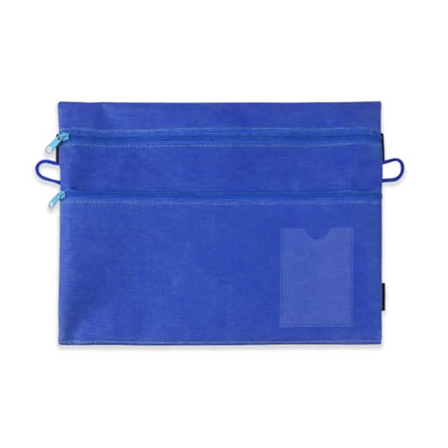 TENYELE Schreibwarentasche mit elastischen Bändern für Aktenordner in Briefgröße, multifunktionaler Stift-Organizer, doppellagiges Federmäppchen, blau von TENYELE