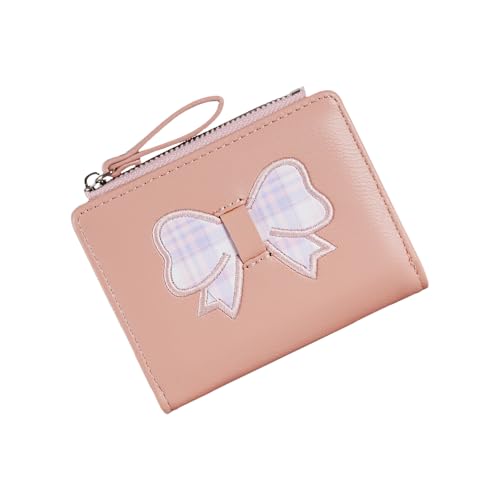 TENYELE Tragbare, faltbare Damen-Geldbörse, elegante Schleifen-Details, geräumiges Fach, Reißverschluss, Münzgeldbörse, erhältlich in verschiedenen Farben, tragbare Reisebrieftasche für Damen, C, Mass von TENYELE