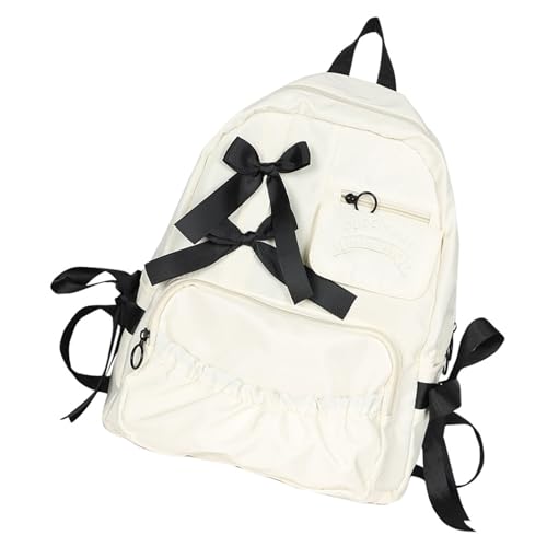 Trendy Preppy Styles Süßer Bowknot Rucksack Für Teenager Mädchen Nylon School Book Tasche Plisel Reißverschluss Großer Rucksack Casual Daypack von TENYELE