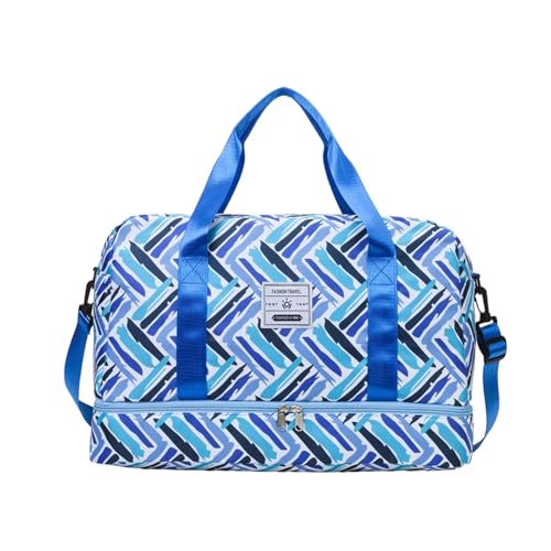 Turnbeutel Große Kapazität Reisetasche Gepäck Fitness mit Schuhfach Übernachtung Weekender für Frauen Fitness Reisegepäck Multifunktional Sport Gym Training, blau, Mass Beauty von TENYELE