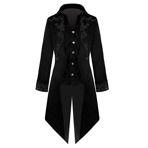 TENZHVXI Herren Frack Jacke Gothic Steampunk Viktorianisch Anzug Renaissance Kostüm Halloween Kostüm Trenchcoat von TENZHVXI