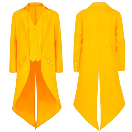 TENZHVXI Herren Frack Jacke Viktorianisch Renaissance Steampunk Kostüm Mittelalterlicher Piratenmantel Halloween Kostüm Für Männer von TENZHVXI