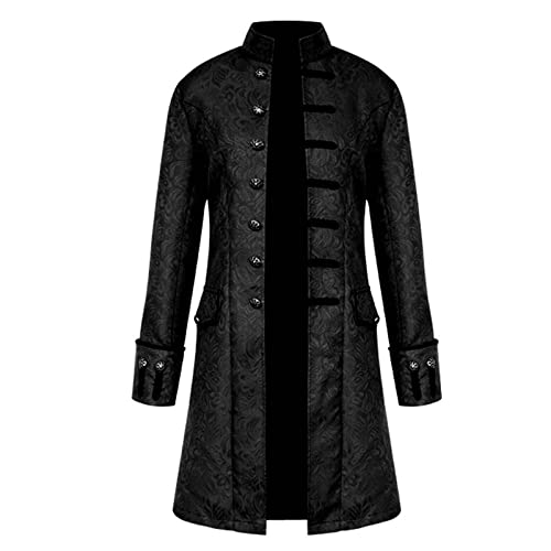 TENZHVXI Herren Vintage Steampunk Frack Jacke Langer Viktorianischer Mantel Halloween Kostüm Renaissance Mittelalter Kutte von TENZHVXI