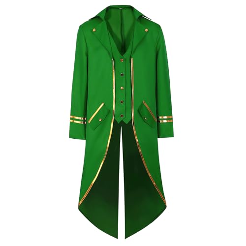 TENZHVXI Steampunk Jacke Herren Frack Viktorianisch Renaissance Steampunk Kostüm Mittelalterlicher Piraten Mantel Halloween Kostüm von TENZHVXI