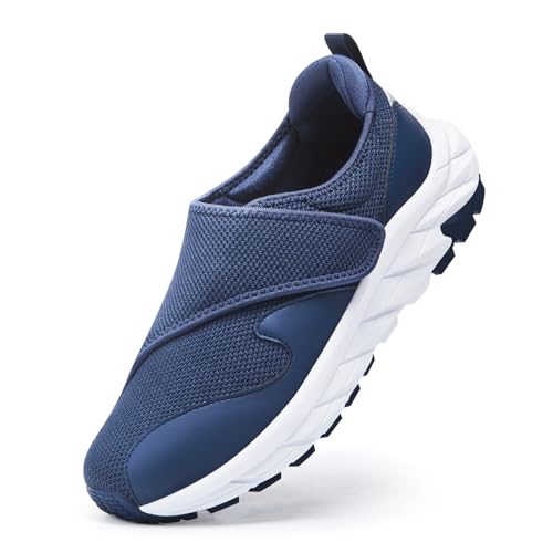 TEOHRW Diabetiker Schuhe Herren Extra Weit Penny Loafer Herren Walkingschuhe Polyneuropathie Schuhe mit Klettverschluss für Geschwollene Füße von TEOHRW