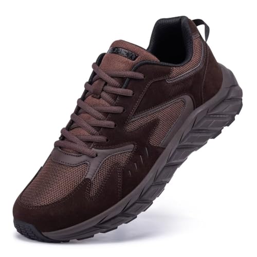 TEOHRW Extra breite Herren-Sneaker, bequeme Wanderschuhe, lindert Fußschmerzen, breite Zehenbox mit Fußgewölbeunterstützung, Braun, 45 EU von TEOHRW