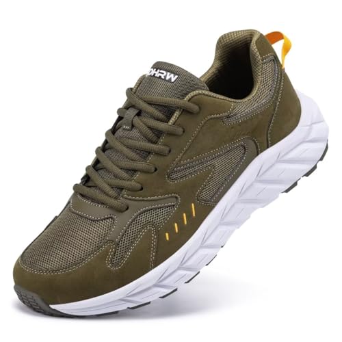 TEOHRW Extra breite Herren-Sneaker, bequeme Wanderschuhe, lindert Fußschmerzen, breite Zehenbox mit Fußgewölbeunterstützung, Khaki, 9 Wide von TEOHRW