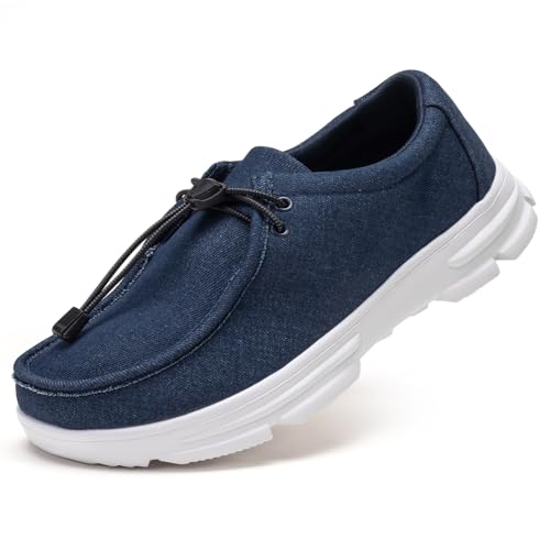 TEOHRW Extra breite Herrenschuhe, lässige Loafers, Slipper, bequeme und atmungsaktive Bootsschuhe mit Fußgewölbeunterstützungseinlage, Blau, 45.5 EU von TEOHRW