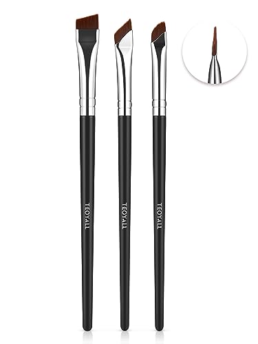 TEOYALL abgewinkelt Eyeliner Pinsel Set, 3 PCS Ultra dünn schräg abgewinkelt Augenbrauenpinsel Präzision definiert Pinsel von TEOYALL