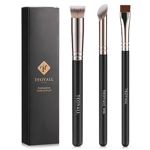 TEOYALL Concealer Pinsel Set, Flachkopf Rouge Pinsel, Angewinkelter Nasenkontur Pinsel, ultradünner Eyeliner-Augenbrauenpinsel für makelloses Finish TEOYALL Concealer Pinsel Set, Flachkopf Rouge Pinsel, Angewinkelter Nasenkontur Pinsel, ultradünner Eyeliner-Augenbrauenpinsel für makelloses Finish von TEOYALL