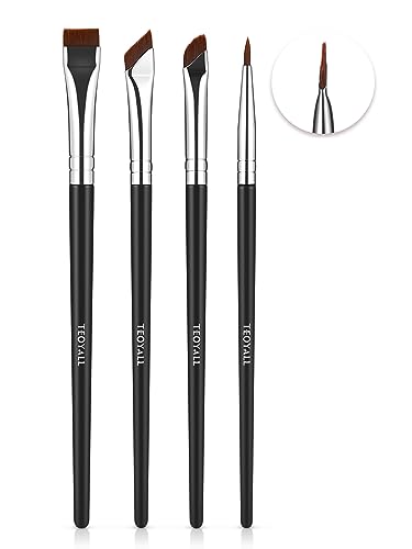 TEOYALL Eyeliner Pinsel Set, 4 PCS Ultra dünn abgeschrägt abgewinkelt Pinsel Präzision Fine Point Eyeliner Pinsel flach Augenbrauenpinsel von TEOYALL