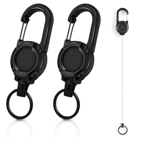 TEOZBLU 2 Pezzi Vicloon Strapazierfähiger einziehbarer Schlüsselanhänger, Einziehbarer Schlüsselanhänger, Schlüsselband ausziehbar mit 60 cm Stahlkordel von TEOZBLU