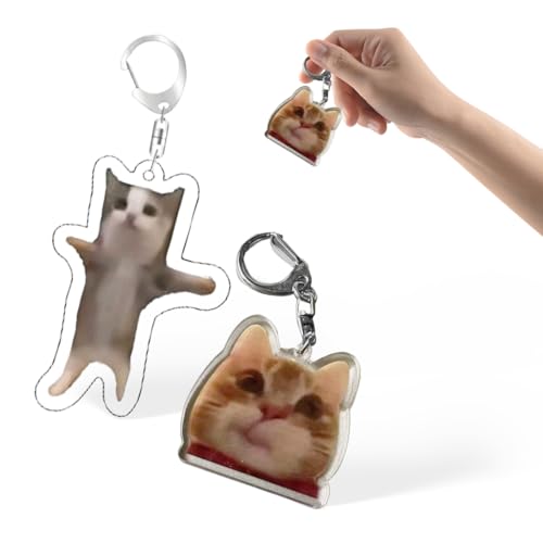 TEOZBLU 2 StüCk Katzen-SchlüSselanhäNger, Lustige Cartoon-Tier-SchlüSselanhäNger, Kreative Acryl-AnhäNger, Geeignet FüR Taschen, SchlüSsel Und Handy-ZubehöR von TEOZBLU