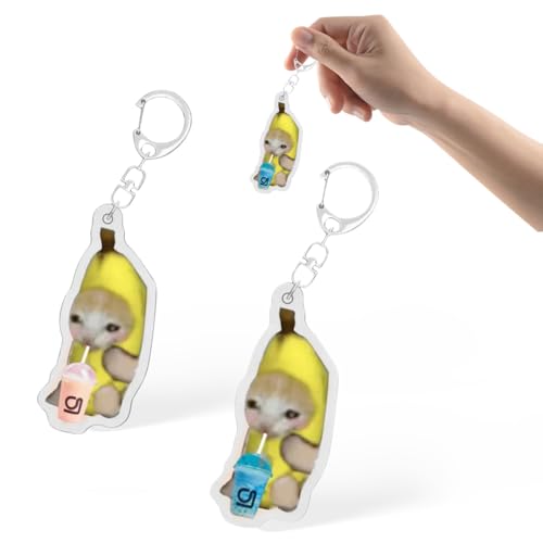 TEOZBLU 2 StüCk Keychain Cat, Lustige SchlüSselanhäNger, SchlüSselanhäNger Freund, SüßE Geschenke FüR Den Partner, Kreative Acryl-AnhäNger von TEOZBLU