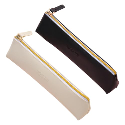 TEOZBLU 2 Stück FedermäPpchen Aus Leder, MäPpchen MäDchen, DüNn Und Niedlich, FüR Bleistifte, Schreibwaren, Tragbares KosmetiktäSchchen ReißVerschlusstasche FüR Marker von TEOZBLU