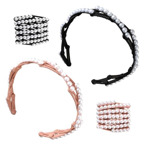 TEOZBLU 2 Stück haarreifen mädchen, haarreif mädchen, Plastikperlen-Haarbänder, mit Rutschfesten Zähnen für Outdoor Sports Yoga, Gute Zähigkeit von TEOZBLU