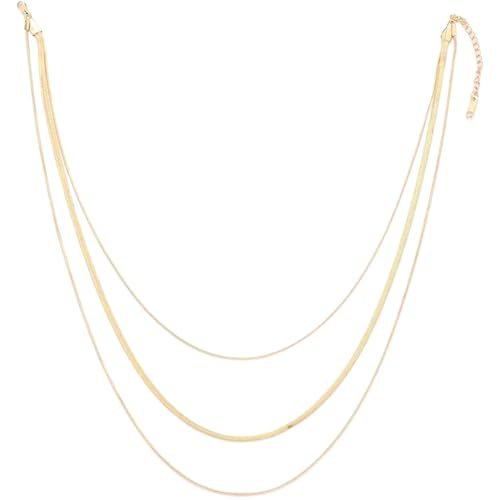 TEOZBLU Kette Layered Damen Kette mit Anhänger Damen Personalisierte, Edelstahl Kette Damen, Halskette Hypoallergene Vergoldete Kette Modeschmuck für Frauen und Mädchen von TEOZBLU