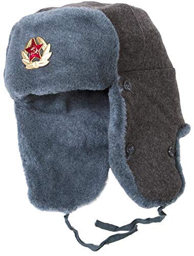 Armee-Mütze / Uschanka / Winter-Mütze, wie von sowjetischen Soldaten getragen. Gr. 58, grau Armee-Mütze / Uschanka / Winter-Mütze, wie von sowjetischen Soldaten getragen. Gr. 58, grau von TEPEM