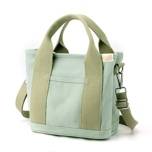 TEPPOIC Damen Handtasche aus Segeltuch, Multi-Pockets Satchel Hobo Tasche Multifunktion Crossbody Schultertaschen (Green,32x15x29cm) von TEPPOIC