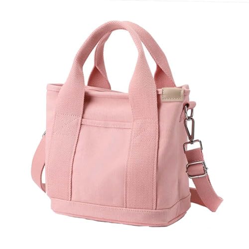 TEPPOIC Damen Handtasche aus Segeltuch, Multi-Pockets Satchel Hobo Tasche Multifunktion Crossbody Schultertaschen (Pink,23x15x22cm) von TEPPOIC