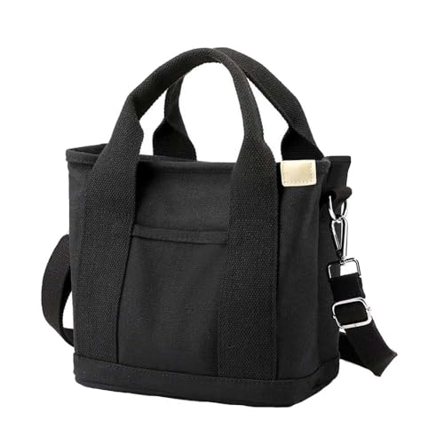 TEPPOIC Damen Handtasche aus Segeltuch, Multi-Pockets Satchel Hobo Tasche Multifunktion Crossbody Schultertaschen (black,32x15x29cm) von TEPPOIC