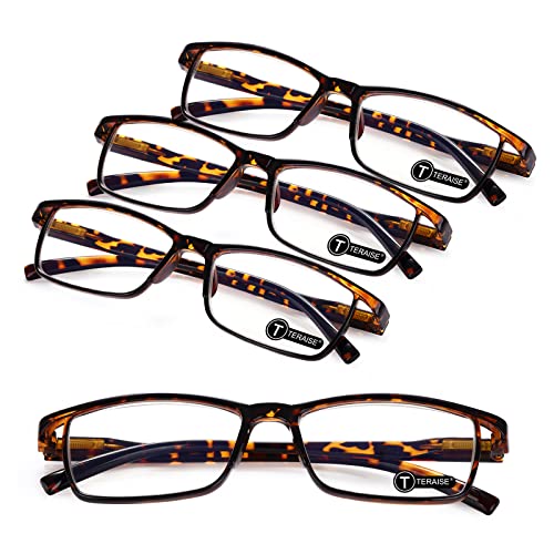 TERAISE 4-Stücke Lesebrille Herren,Anti Blaue Lesebrille Leichte, Mode Komfortable Lesebrillen Damen/Lesehilfe, Robuste Computer-Lesebrille mit Blaulichtfilter,Inklusive Federscharnier(2.5X) von TERAISE