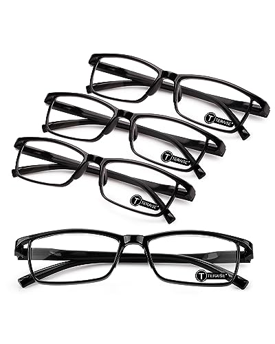 TERAISE 4-Stücke Lesebrille für Herren und Damen - Anti-Blaulicht, Leicht, Modisch und Komfortabel - Robuste Computer-Lesehilfe mit Blaulichtfilter und Federscharnier (1.0X) von TERAISE