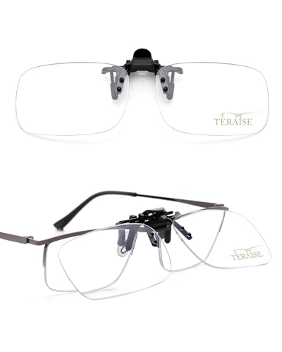 TERAISE Clip-on-Lesebrille, Aufklappbare Blaulichtbrille Clip-on-Brille, ultraleichte Clip-on-Lupe für Brillen, Clip-on-Lesegerät für Männer/Frauen, geeignet für angeklippte Korrektionsbrillen(2.0X) von TERAISE