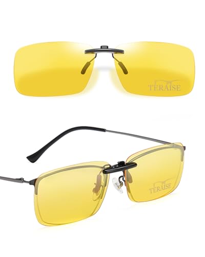 TERAISE Clip-on Nachtfahrbrille, Blendschutz Männer und Frauen Nachtsichtbrille, Reduziert effektiv Blendung von Entgegenkommenden Scheinwerfern(60 * 41mm) von TERAISE